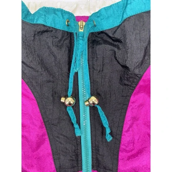 VTG River Edge Sport Women's Windbreaker Medium Multicolor Full Zip 80's 90's - Picture 5 of 13